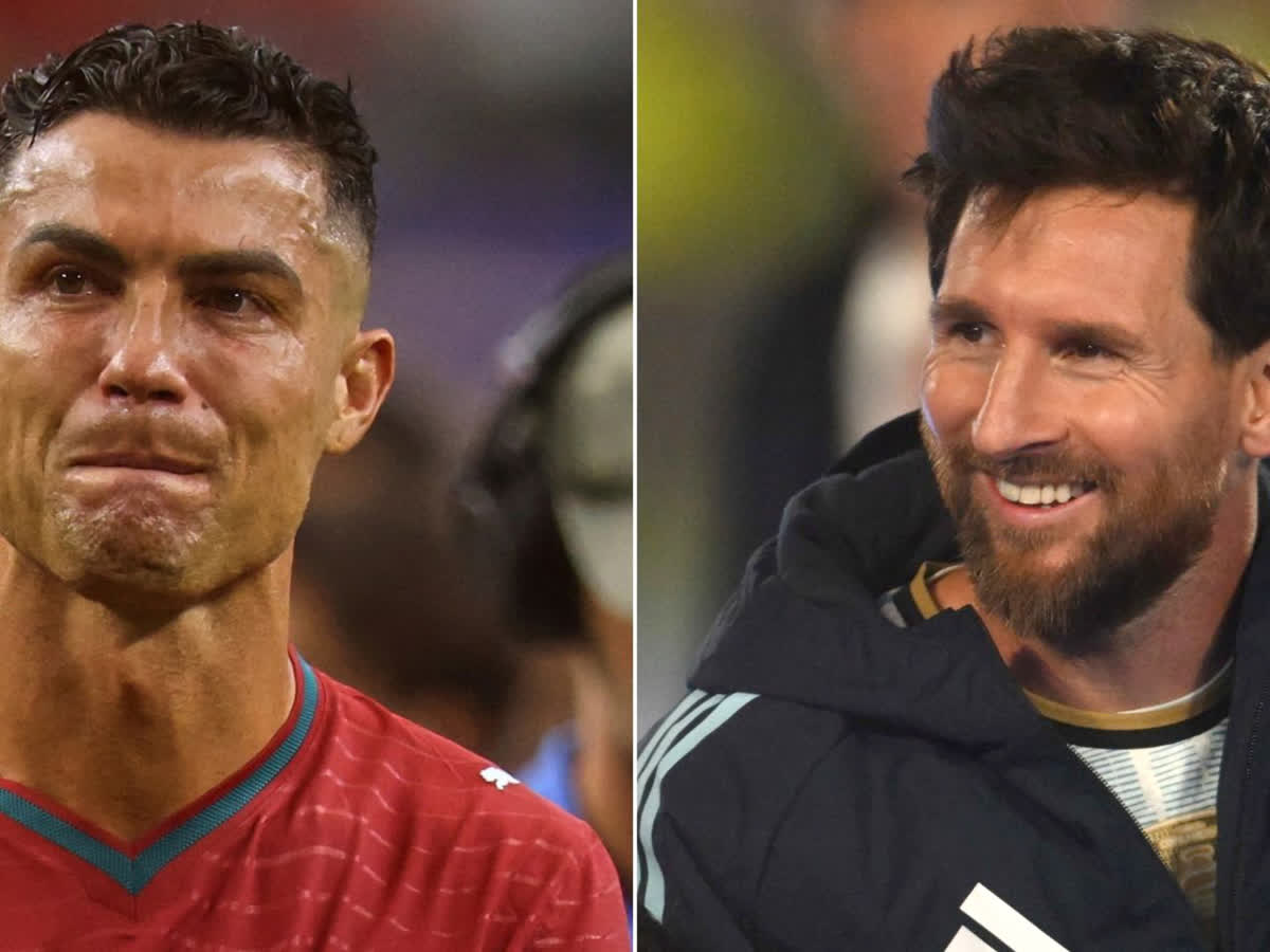 Cristiano Ronaldo saluda a Lionel Messi tras su adiós de la Selección