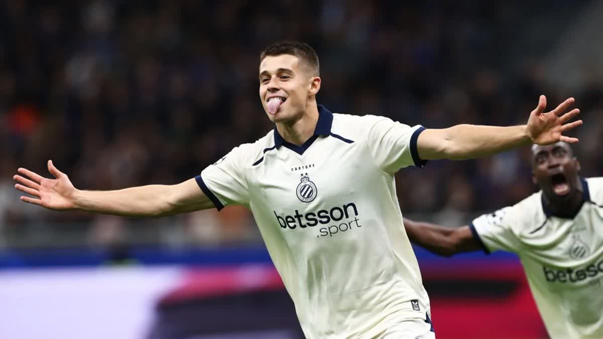 Nicolò Tresoldi anota tres goles en el triunfo del Brujas ante el Inter